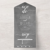 "We doen" bevlekte grijze, scriptkalligrafie bruil All In One Uitnodiging (Binnen)