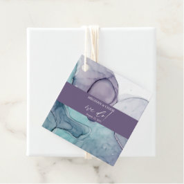 We doen Blauwgroen Plum Paarse Alcohol Ink Wedding Bedankjes Labels
