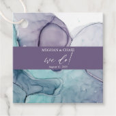 We doen Blauwgroen Plum Paarse Alcohol Ink Wedding Bedankjes Labels (Voorkant)