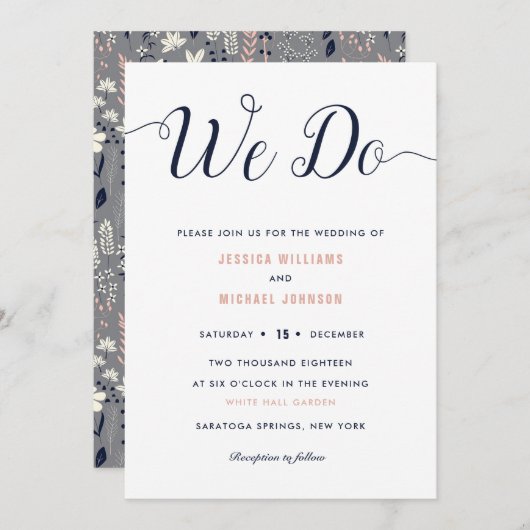 We doen bloemenbruiloft uitnodigingen (Voorkant / Achterkant)