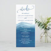 We doen Blue Ombre Waterverf Wave bruiloft Programmakaart (Staand voorkant)