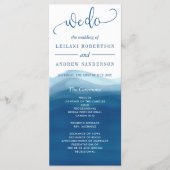 We doen Blue Ombre Waterverf Wave bruiloft Programmakaart (Voorkant)