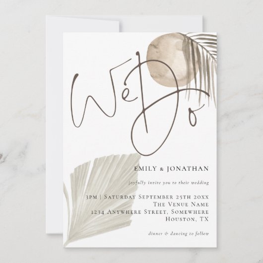 We doen Boho Pampas Grass Wedding Kaart (Voorkant)