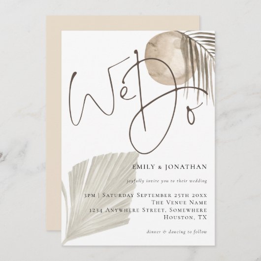 We doen Boho Pampas Grass Wedding Kaart (Voorkant / Achterkant)