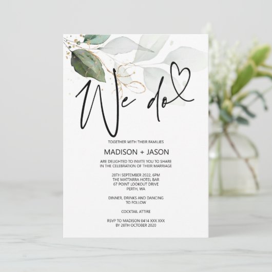 We doen bruiloft eenvoudige moderne elegante eucal kaart (Staand voorkant)