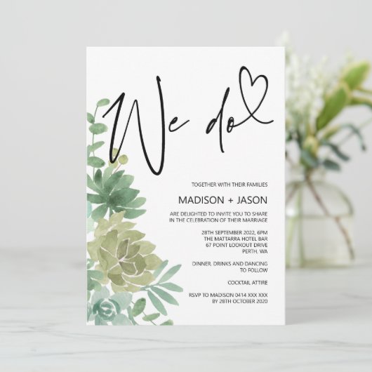 We doen bruiloft eenvoudige moderne groene vetplan kaart (Staand voorkant)