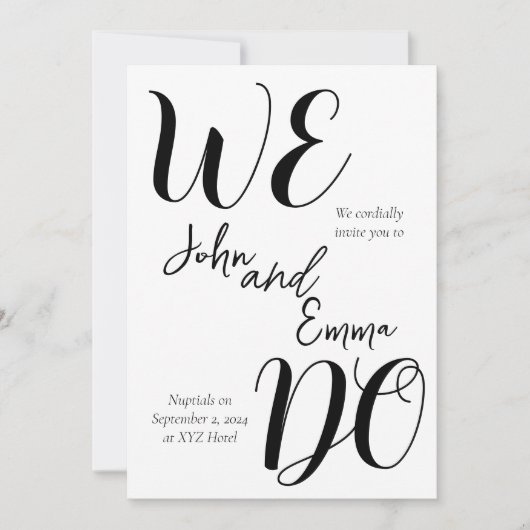 WE DOEN bruiloft Kaart (Voorkant)