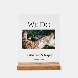 We doen bruiloft verloving huisdier naam foto datu acryl bord