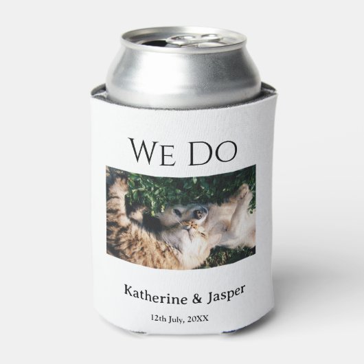 We doen bruiloft verloving huisdier naam foto datu blikjeskoeler (Blikje Voorkant)