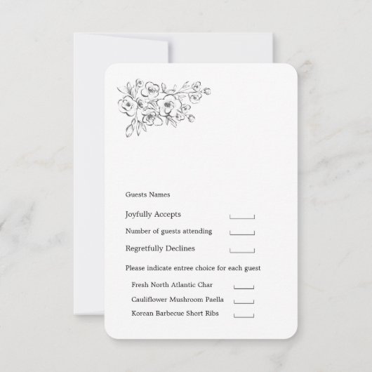 We doen calligrafie-weddenschap-maaltijden RSVP kaartje (Achterkant)