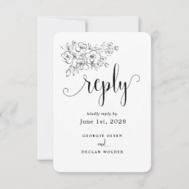 We doen calligrafie-weddenschap-maaltijden RSVP kaartje