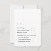 We doen calligrafie-weddenschap-maaltijden RSVP kaartje (Achterkant)