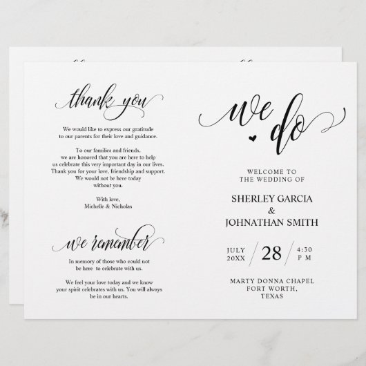 We doen dat, Black, Foldable Wedding Ceremonony Pr (Voorkant / Achterkant)