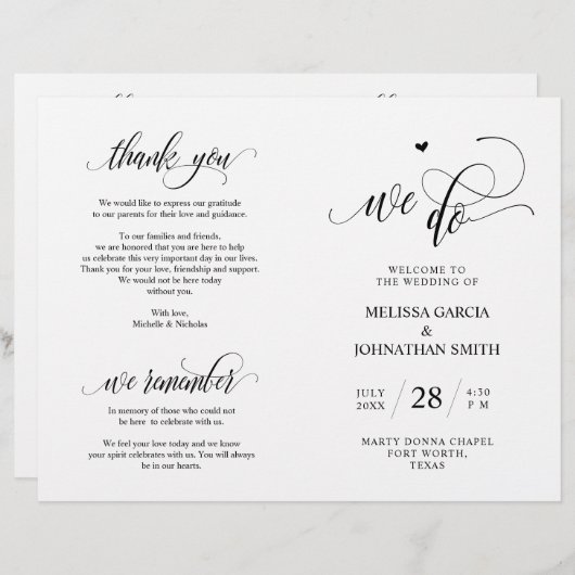 We doen dat, Black, Foldable Wedding Ceremonony Pr (Voorkant / Achterkant)