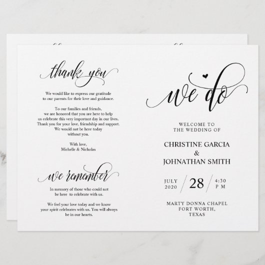 We doen dat, Black, Foldable Wedding Ceremonony Pr (Voorkant / Achterkant)