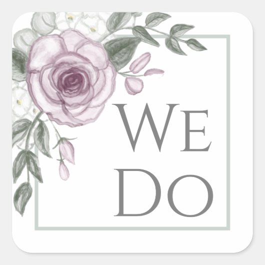 We doen dat, Floral Mauve Roos Envelope en Favor S Vierkante Sticker (Voorkant)
