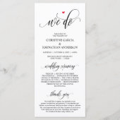 We doen dat, Modern Black Script, Wedding Ceremoni Programmakaart (Voorkant)