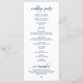 We doen dat, modern Navy Blue Script, bruiloft cer Programmakaart (Achterkant)