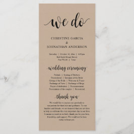 We doen dat, moderne bruiloft-ceremonie, bruine Kr Programmakaart