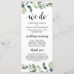 We doen dat wel, Eucalyptus Greenery Wedding Cerem Programmakaart