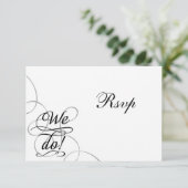 We doen dat, Zwirly Black en White Wedding RSVP Ka Kaart (Staand voorkant)