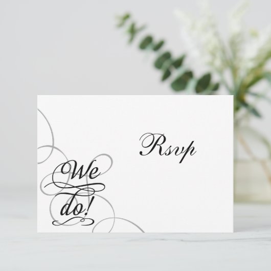 We doen dat, Zwirly Black en White Wedding RSVP Ka Kaart (Staand voorkant)