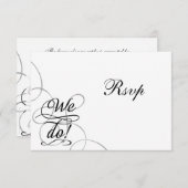 We doen dat, Zwirly Black en White Wedding RSVP Ka Kaart (Voorkant / Achterkant)