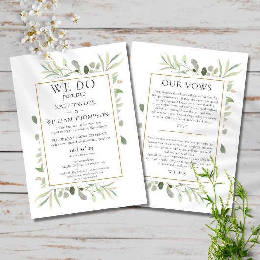 We doen deel twee Sequel Wedding Vows Greenery Kaart