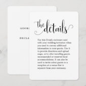 We doen details over de calligrafie-bruiloft informatiekaartje (Voorkant / Achterkant)