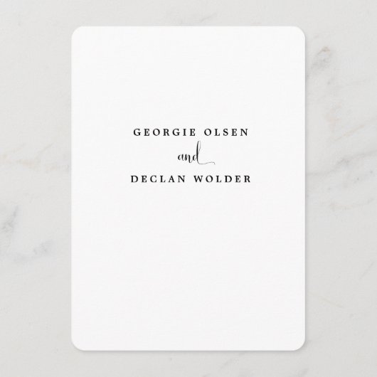 We doen details over de calligrafie-bruiloft informatiekaartje (Achterkant)