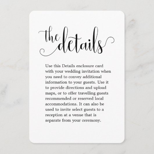 We doen details over de calligrafie-bruiloft informatiekaartje (Voorkant)