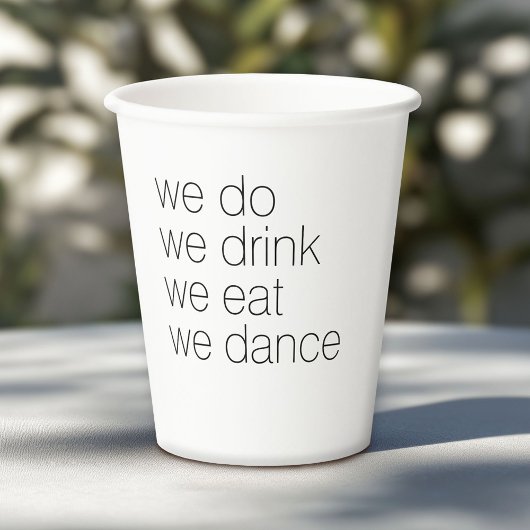 We doen Drink Eat Dance - Modern Wedding Papieren Bekers