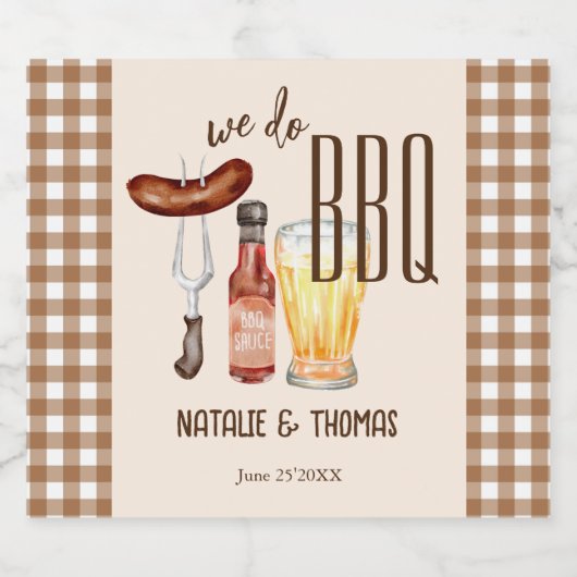 We doen een BBQ barbecue vrijgezellenfeest-paren d Bier Etiket (Enkel label)