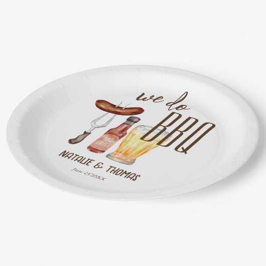 We doen een BBQ barbecue vrijgezellenfeest-paren d Papieren Bordje (Gekanteld)