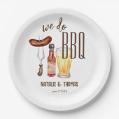 We doen een BBQ barbecue vrijgezellenfeest-paren d Papieren Bordje (Voorkant)