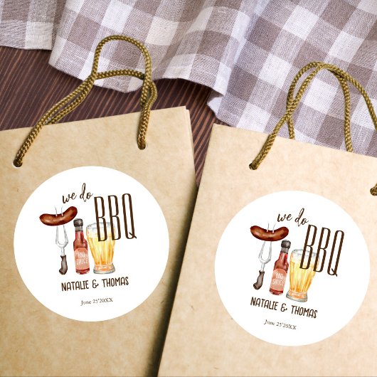 We doen een BBQ barbecue vrijgezellenfeest-paren d Ronde Sticker