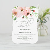 We doen een blush waterverf huwelijksuitnodiging feestdagenkaart (Staand voorkant)