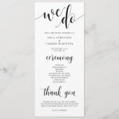 We doen een bruiloft-ceremonieprogramma programmakaart (Voorkant)