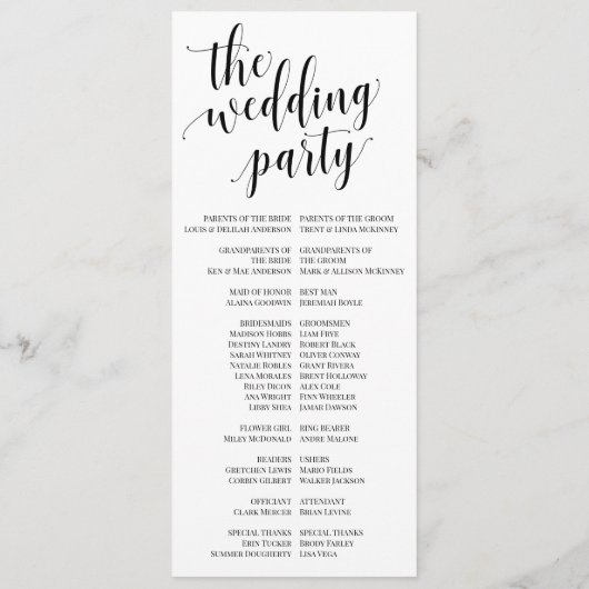 We doen een bruiloft-ceremonieprogramma programmakaart (Achterkant)