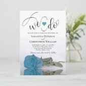 We doen een Elegant Turquoise Blue Roos Romantic W Kaart (Staand voorkant)