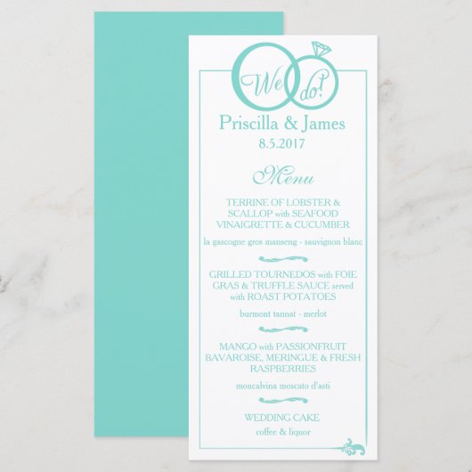 We doen een huwelijk menu (Voorkant / Achterkant)