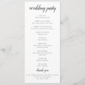 We doen een huwelijksprogramma programmakaart (Achterkant)