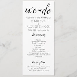 We doen een huwelijksprogramma programmakaart