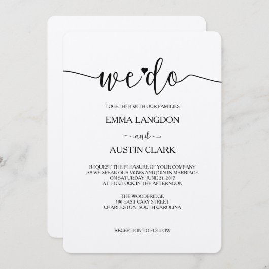 We doen een huwelijksuitnodiging - Kraft Kaart (Voorkant / Achterkant)