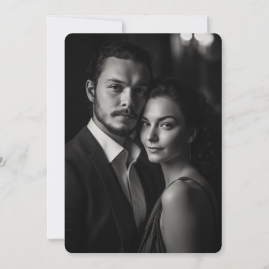 We doen een minimalistische Beige Gray Calligrafie Save The Date (Achterkant)