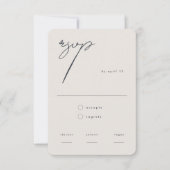 We doen een modern minimalistisch beige kalligrafi RSVP kaartje (Voorkant)