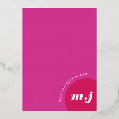 We doen een moderne, roze magenta retro Abstract Folie Uitnodiging (Achterkant)