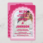 We doen een moderne roze magenta retro Wavy Arch F Kaart (Voorkant / Achterkant)