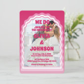 We doen een moderne roze magenta retro Wavy Arch F Kaart (Staand voorkant)