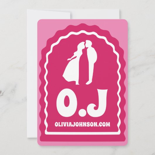 We doen een moderne roze magenta retro Wavy Arch F Kaart (Achterkant)